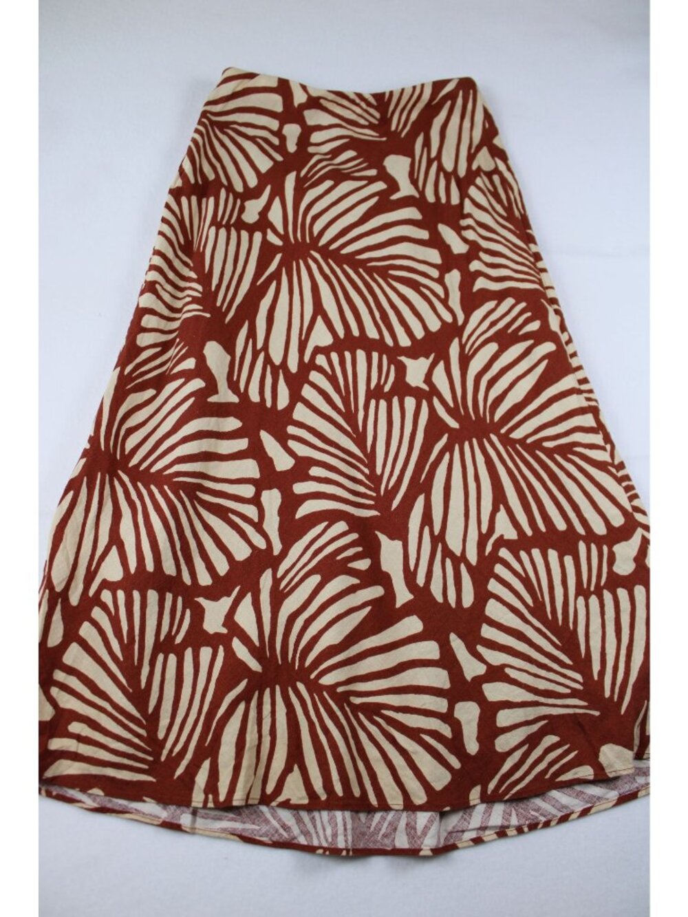 Banana Republic Womens Linen-Blend Skirt Tropical Rust & Cream Print XS NWT